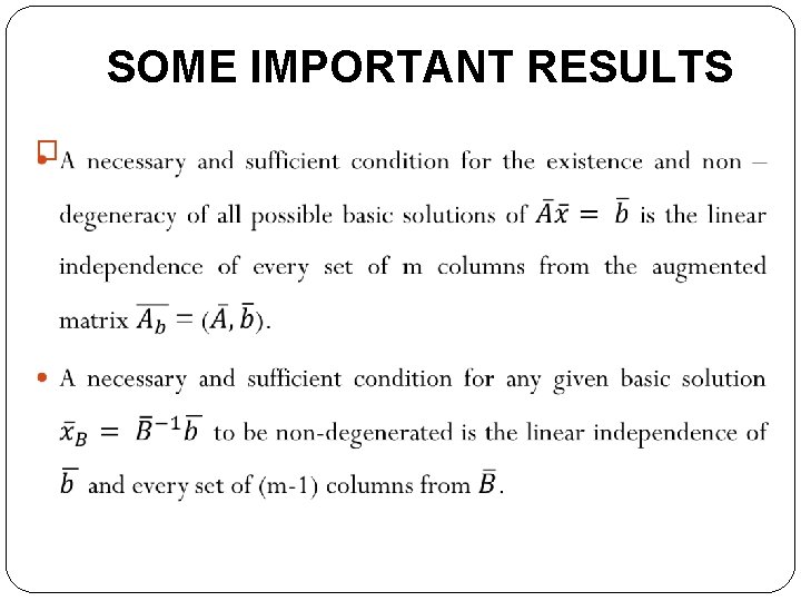 SOME IMPORTANT RESULTS � SOME IMPORTANT RESULTS �