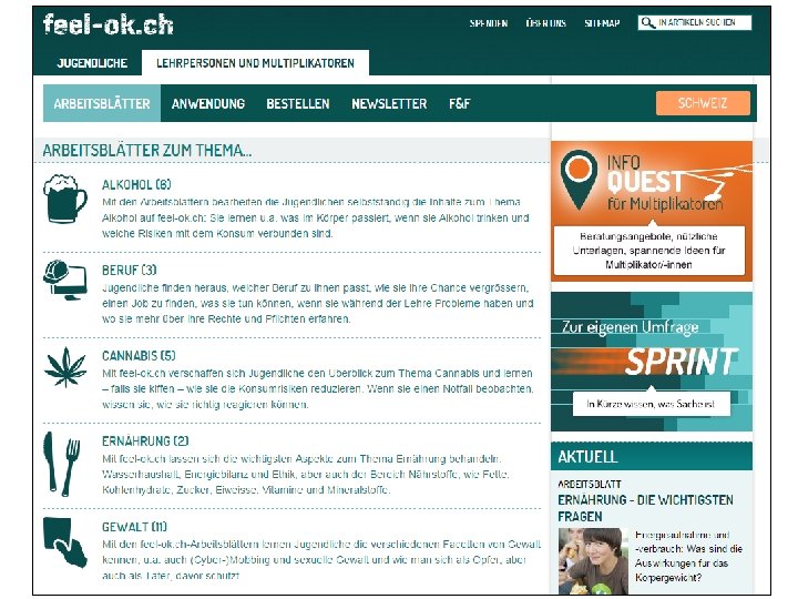 Arbeitsblätter – Die Liste www. feel-ok. ch, www. feel-ok. at, www. feelok. de 11