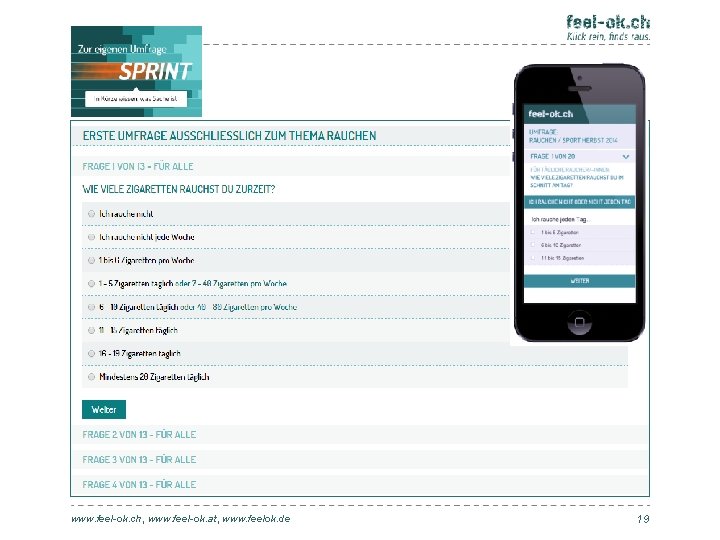 www. feel-ok. ch, www. feel-ok. at, www. feelok. de 19 