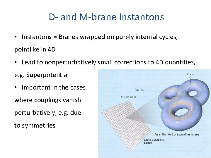 D- and M-brane Instantons • Instantons = Branes wrapped on purely internal cycles, pointlike