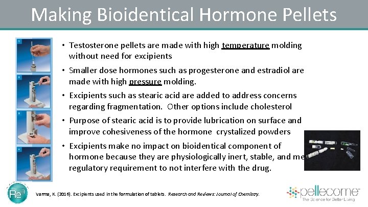 Making Bioidentical Hormone Pellets • Testosterone pellets are made with high temperature molding without