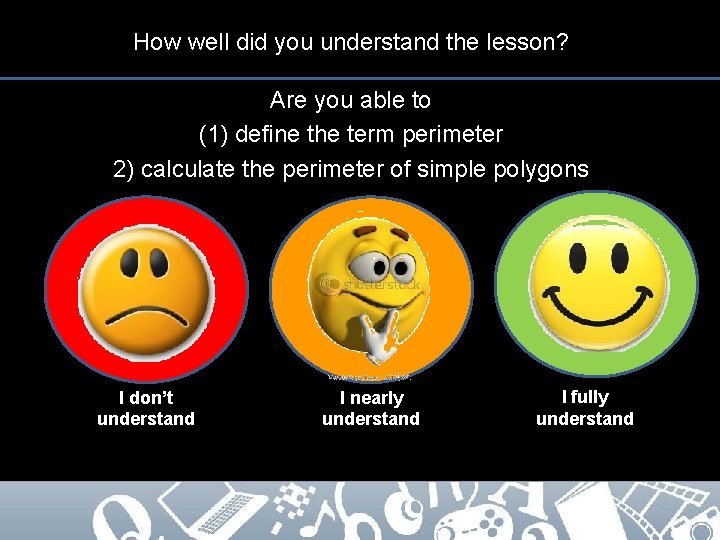 How well did you understand the lesson? Are you able to (1) define the