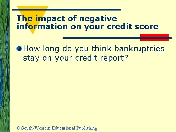 The impact of negative information on your credit score How long do you think