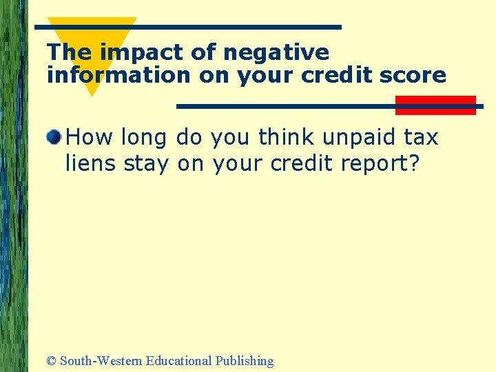 The impact of negative information on your credit score How long do you think