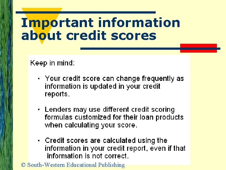 Important information about credit scores © South-Western Educational Publishing 
