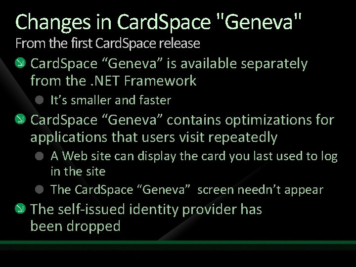 Changes in Card. Space "Geneva" From the first Card. Space release Card. Space “Geneva”