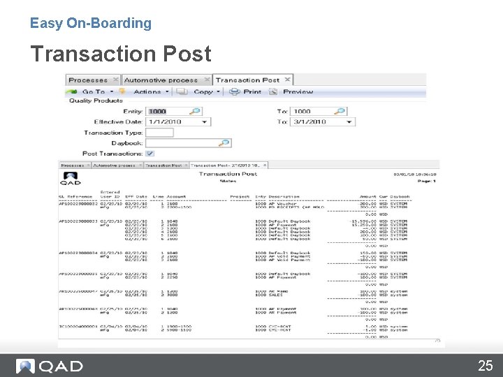 Easy On-Boarding Transaction Post 25 