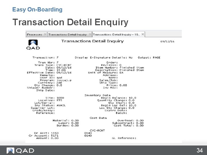 Easy On-Boarding Transaction Detail Enquiry 34 