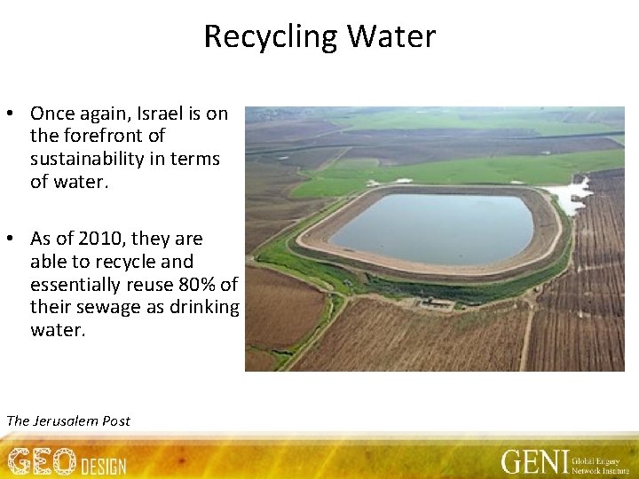 Recycling Water • Once again, Israel is on the forefront of sustainability in terms