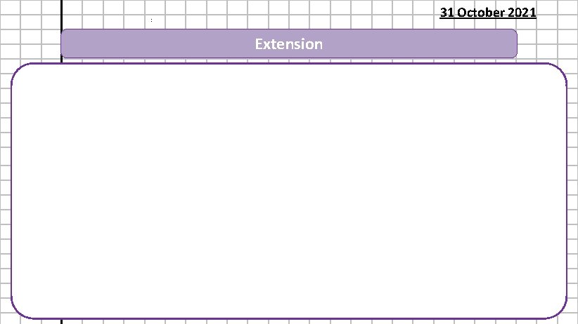 Forming and Solving Equations : Extension Learning Objective Learning Outcomes 31 October 2021 