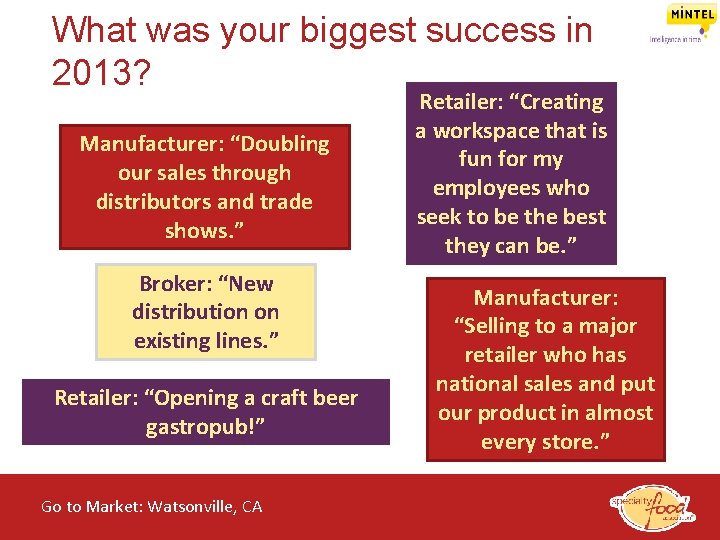 What was your biggest success in 2013? Manufacturer: “Doubling our sales through distributors and