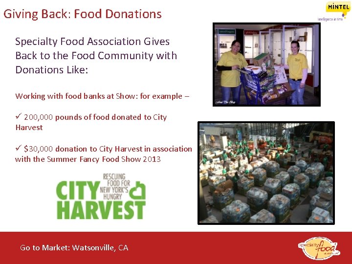 Giving Back: Food Donations Specialty Food Association Gives Back to the Food Community with