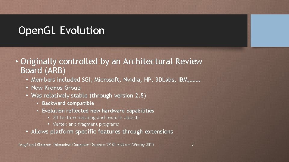 Open. GL Evolution • Originally controlled by an Architectural Review Board (ARB) • Members Open. GL Evolution • Originally controlled by an Architectural Review Board (ARB) • Members