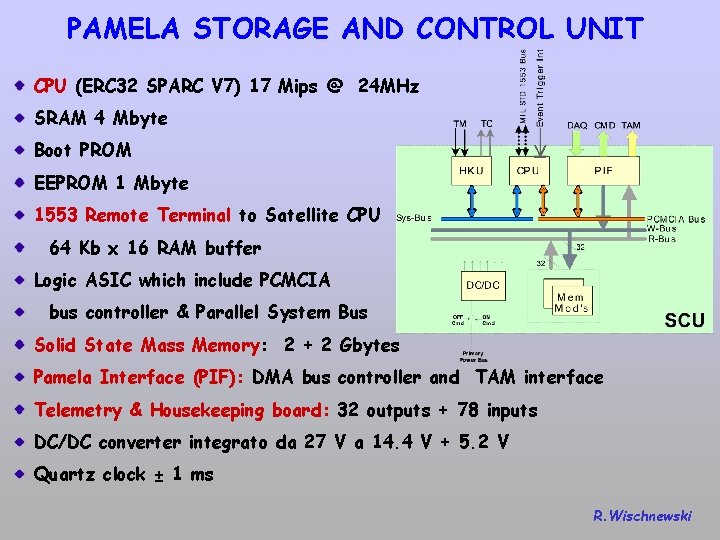 PAMELA STORAGE AND CONTROL UNIT CPU (ERC 32 SPARC V 7) 17 Mips @