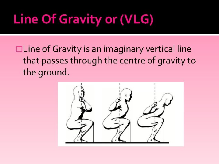 Line Of Gravity or (VLG) �Line of Gravity is an imaginary vertical line that