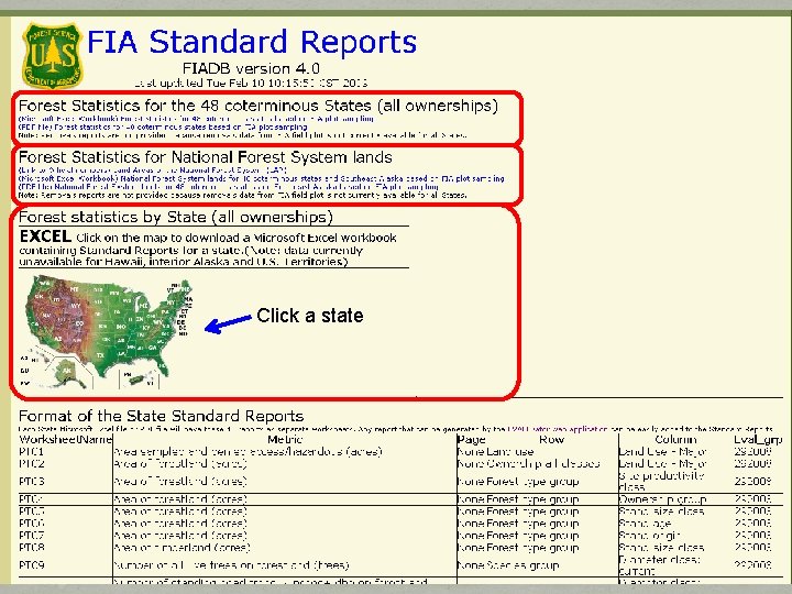 Standard Reports by State goes here Click a state Standard Reports by State goes here Click a state
