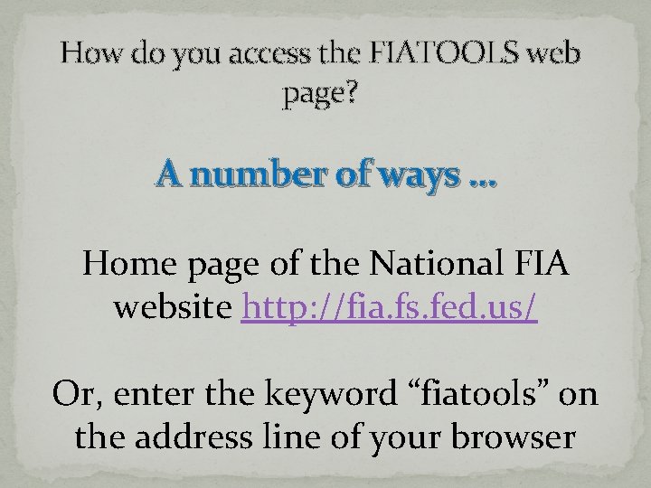 How do you access the FIATOOLS web page? A number of ways … Home How do you access the FIATOOLS web page? A number of ways … Home