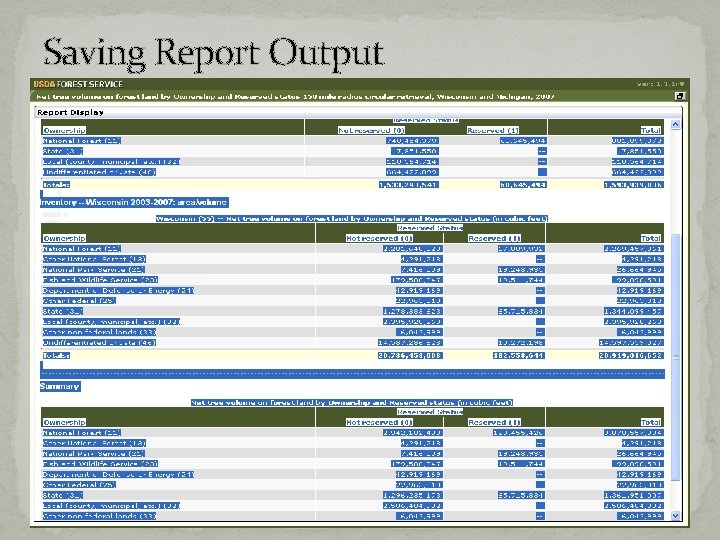 Saving Report Output Saving Report Output