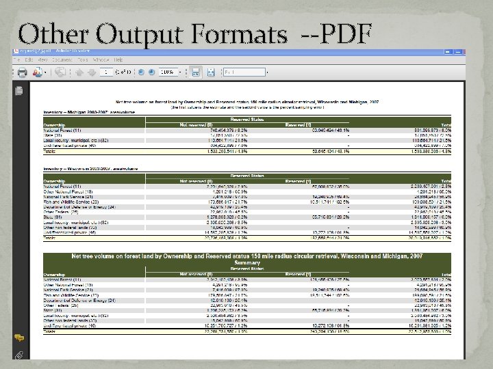 Other Output Formats --PDF Other Output Formats --PDF