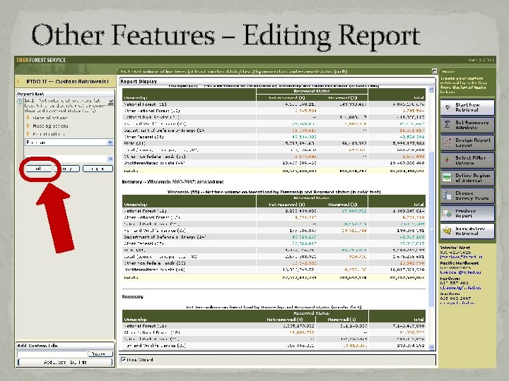 Other Features – Editing Report Other Features – Editing Report