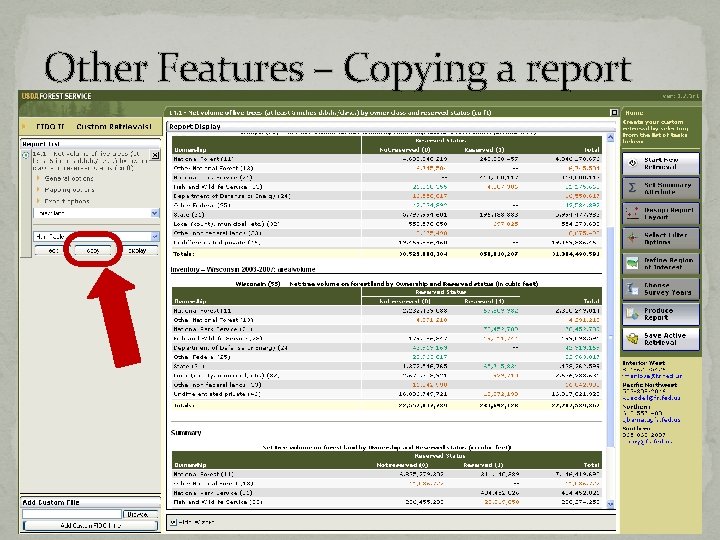 Other Features – Copying a report Other Features – Copying a report