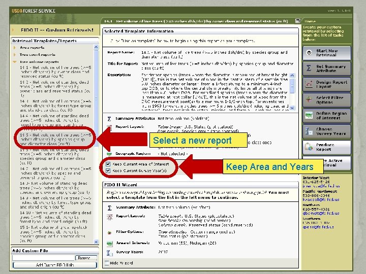 Select a new report Keep Area and Years Select a new report Keep Area and Years