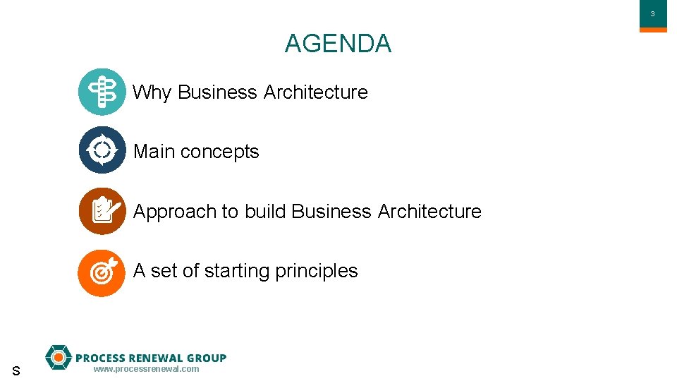 33 AGENDA Why Business Architecture Main concepts Approach to build Business Architecture A set