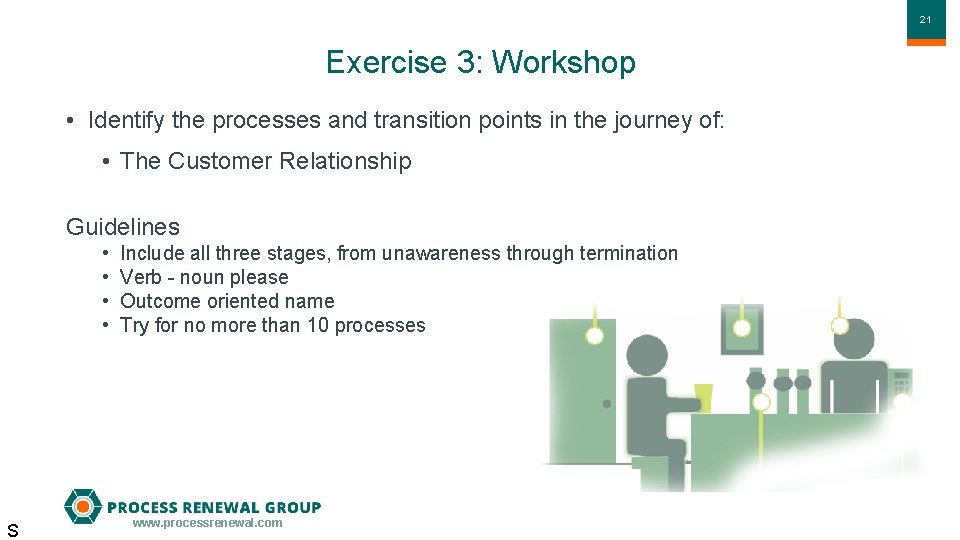 2121 Exercise 3: Workshop • Identify the processes and transition points in the journey