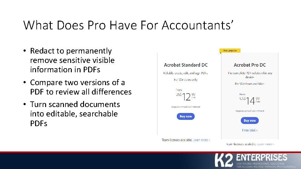 What Does Pro Have For Accountants’ • Redact to permanently remove sensitive visible information