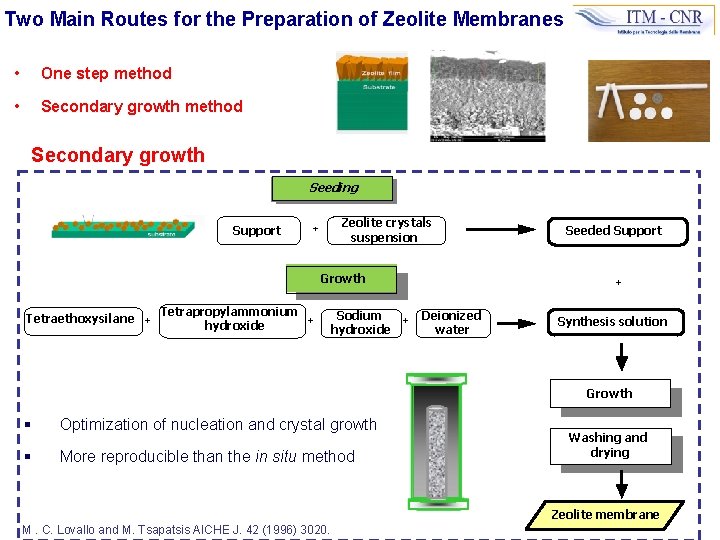 Two Main Routes for the Preparation of Zeolite Membranes • One step method •