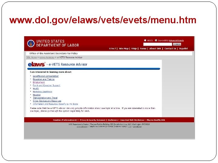 www. dol. gov/elaws/vets/evets/menu. htm 