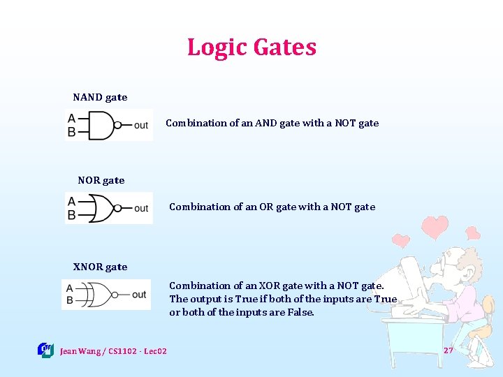Logic Gates NAND gate Combination of an AND gate with a NOT gate NOR