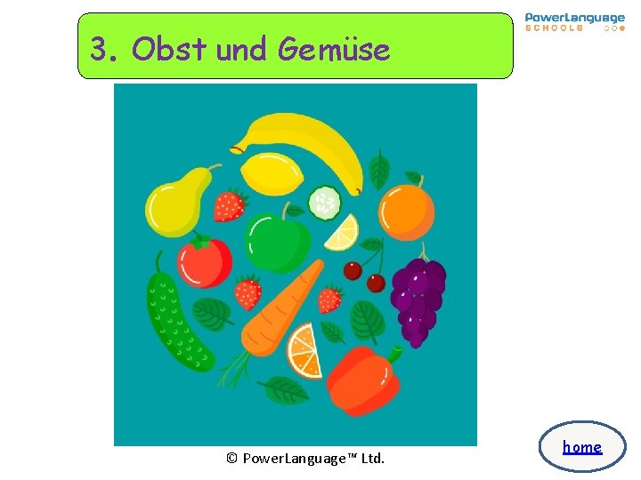 3. Obst und Gemüse. © Power. Language™ Ltd. home 