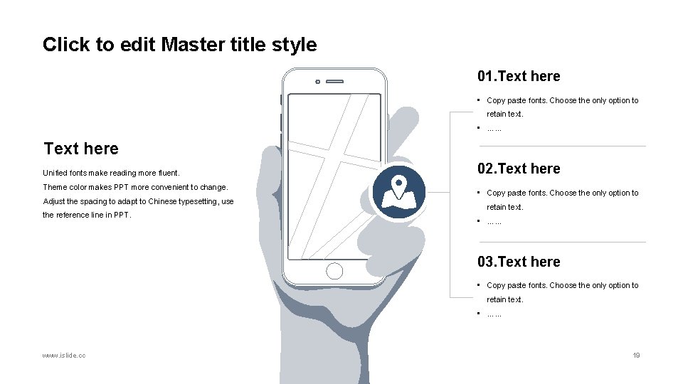 Click to edit Master title style 01. Text here • Copy paste fonts. Choose