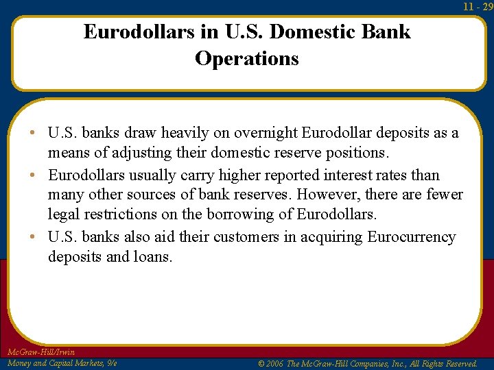 11 - 29 Eurodollars in U. S. Domestic Bank Operations • U. S. banks