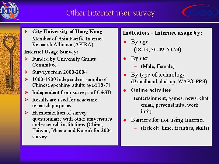 Other Internet user survey ¨ City University of Hong Kong Member of Asia Pacific