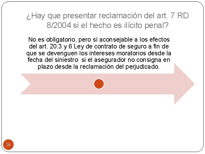 ¿Hay que presentar reclamación del art. 7 RD 8/2004 si el hecho es ilícito