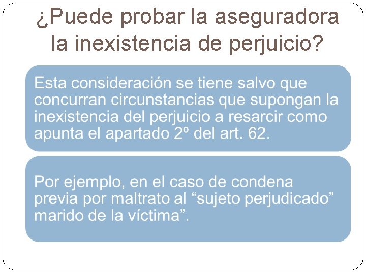 ¿Puede probar la aseguradora la inexistencia de perjuicio? 59 