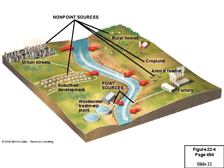 NONPOINT SOURCES Rural homes Cropland Urban streets Animal feedlot Suburban development POINT SOURCES Factory