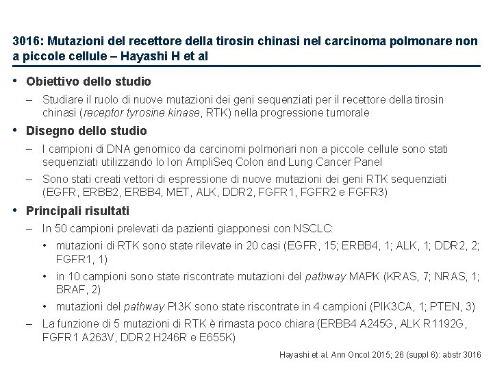 3016: Mutazioni del recettore della tirosin chinasi nel carcinoma polmonare non a piccole cellule