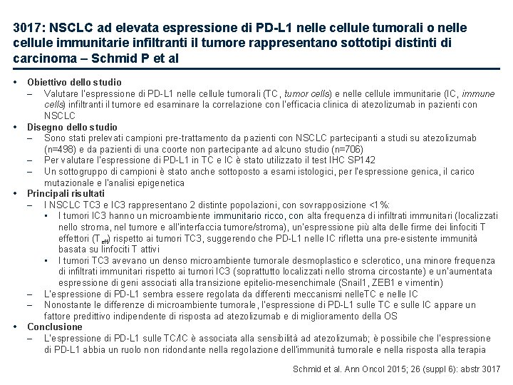 3017: NSCLC ad elevata espressione di PD-L 1 nelle cellule tumorali o nelle cellule