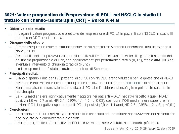 3025: Valore prognostico dell’espressione di PDL 1 nel NSCLC in stadio III trattato con