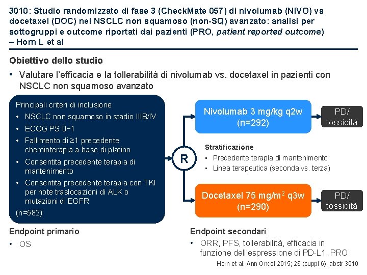 3010: Studio randomizzato di fase 3 (Check. Mate 057) di nivolumab (NIVO) vs docetaxel