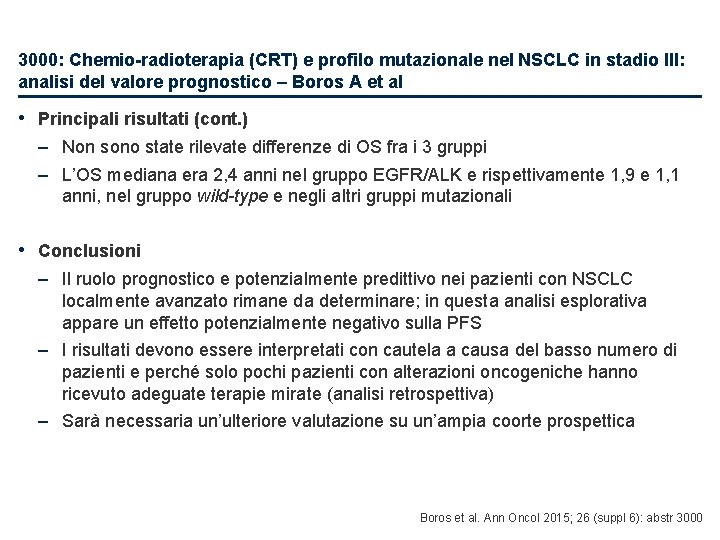 3000: Chemio-radioterapia (CRT) e profilo mutazionale nel NSCLC in stadio III: analisi del valore