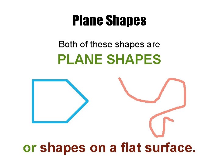 Plane Shapes Both of these shapes are PLANE SHAPES or shapes on a flat