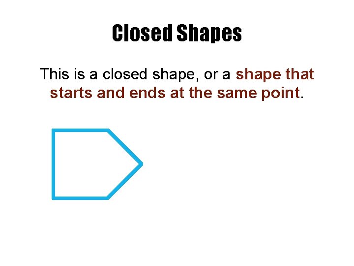 Closed Shapes This is a closed shape, or a shape that starts and ends