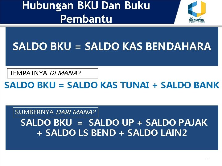 Hubungan BKU Dan Buku Pembantu SALDO BKU = SALDO KAS BENDAHARA TEMPATNYA DI MANA?