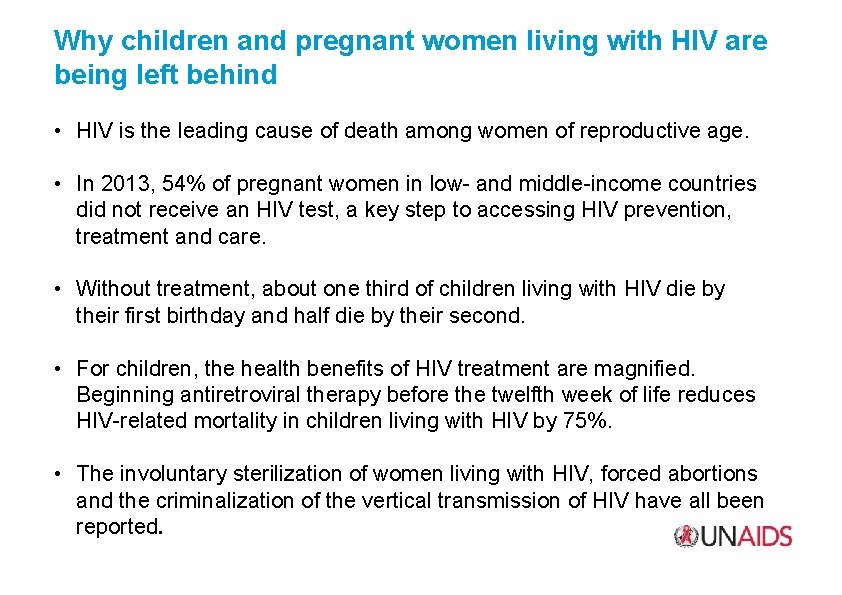 Why children and pregnant women living with HIV are being left behind • HIV