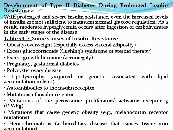 Development of Type II Diabetes During Prolonged Insulin Resistance. With prolonged and severe insulin
