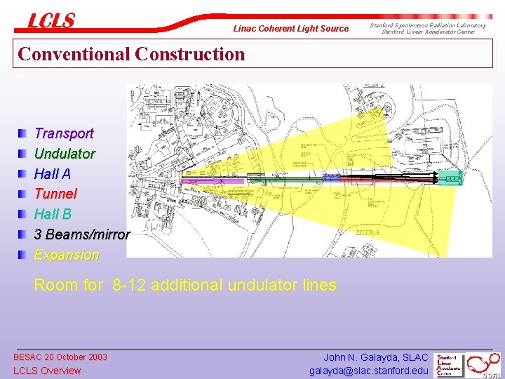Linac Coherent Light Source Stanford Synchrotron Radiation Laboratory Stanford Linear Accelerator Center Conventional Construction